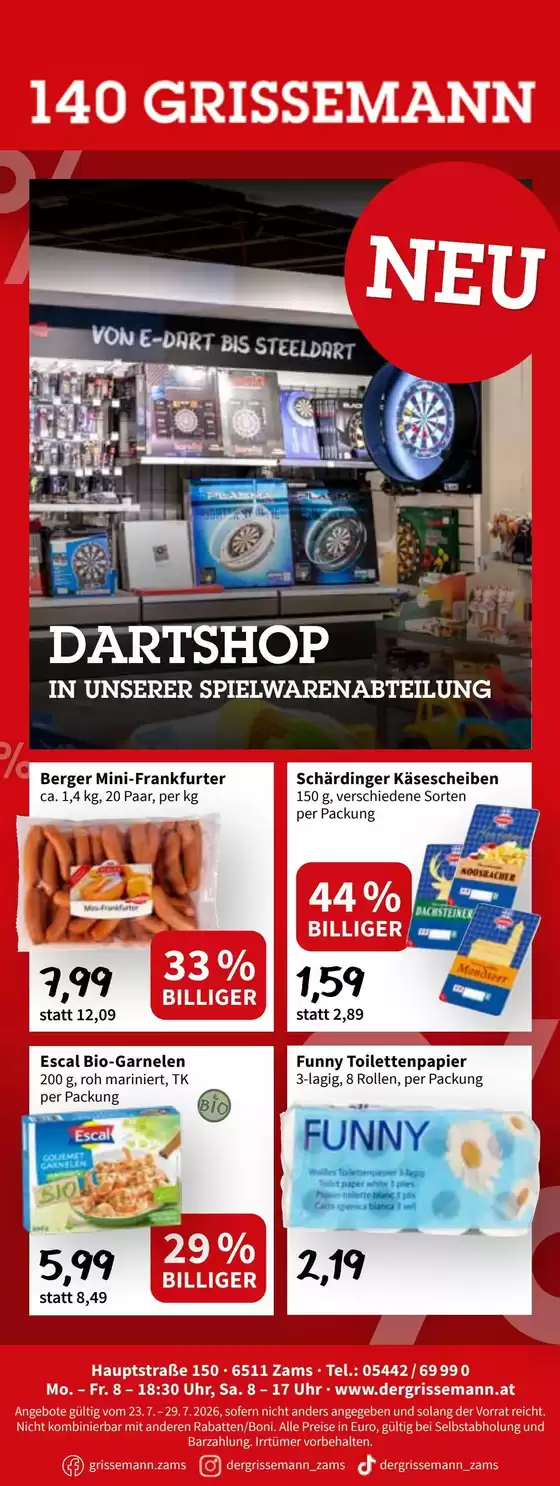 Der Grissemann Flugblatt in Sankt Martin bei Lofer | Tolles Angebot für Schnäppchenjäger | 2026-07-23T00:00:00.000Z - 2026-07-29T00:00:00.000Z