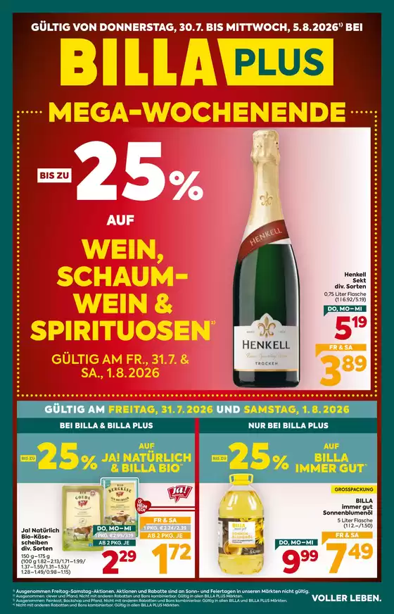 BILLA PLUS Katalog in Reisenberg | BILLA PLUS FB KW31 2026 Wien | 2026-07-30T00:00:00.000Z - 2026-08-05T00:00:00.000Z