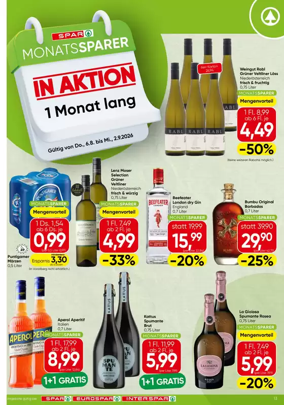 Spar Flugblatt in Hitzendorf | Monatssparer KW 32 | 2026-08-06T00:00:00.000Z - 2026-09-02T00:00:00.000Z