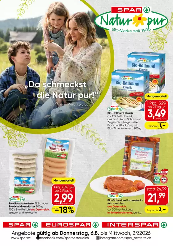 Spar Flugblatt in Hitzendorf | SPAR Naturpur KW 32 | 2026-08-06T00:00:00.000Z - 2026-09-02T00:00:00.000Z