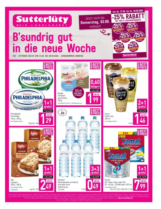 Sutterlüty Flugblatt in Telfs | Top-Angebote für Sparfüchse | 2026-08-31T00:00:00.000Z - 2026-09-08T00:00:00.000Z