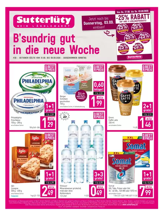 Sutterlüty Flugblatt in Telfs | FB KW36 2026 A4 8er WEB | 2026-08-31T00:00:00.000Z - 2026-09-08T00:00:00.000Z