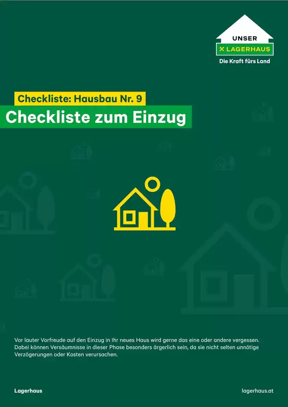 Lagerhaus Flugblatt in Bach | Folder checkliste 9 hausbau einzug | 2026-09-02T00:00:00.000Z - 2026-09-16T00:00:00.000Z