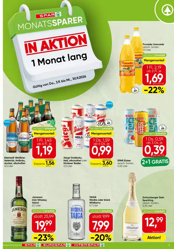 Spar Flugblatt in Bach | Monatssparer KW 36 | 2026-09-03T00:00:00.000Z - 2026-09-30T00:00:00.000Z