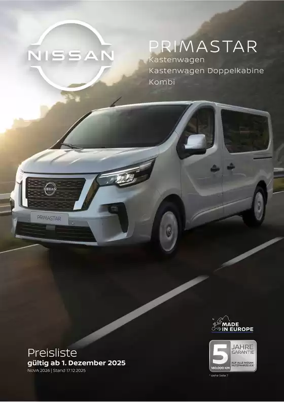 Nissan Katalog in Senftenberg | Primastar preisliste | 2026-09-03T00:00:00.000Z - 2026-09-17T00:00:00.000Z