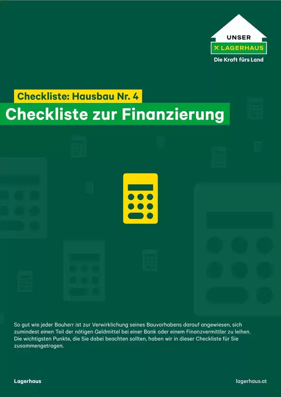 Lagerhaus Katalog in Grabern | Folder checkliste 4 hausbau finanzierung | 2026-09-03T00:00:00.000Z - 2026-09-17T00:00:00.000Z