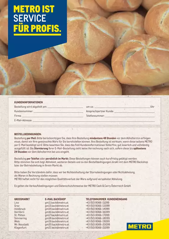 Metro Flugblatt in Hürm | Backshop Bestellschein | 2026-09-03T00:00:00.000Z - 2026-09-17T00:00:00.000Z