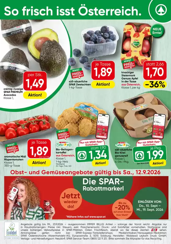 Spar Katalog in Hinzenbach | Obst Gemüse KW 37 | 2026-09-07T00:00:00.000Z - 2026-09-12T00:00:00.000Z