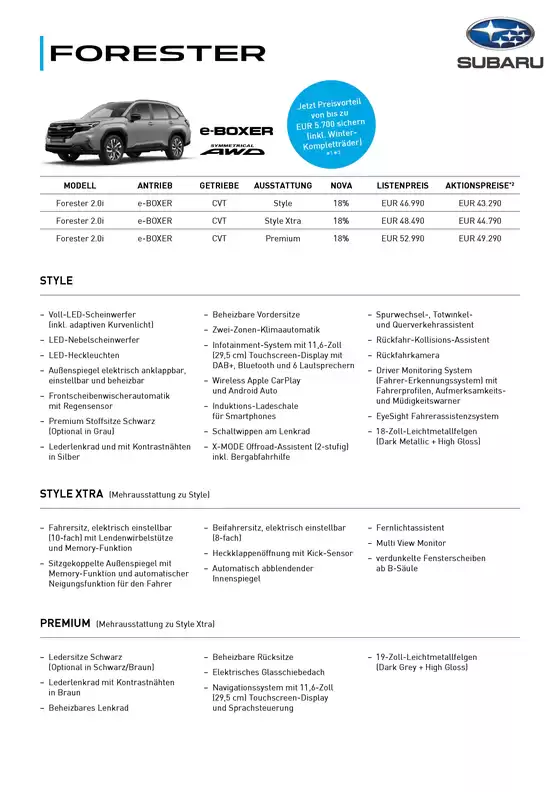 Subaru Katalog | SUB FOR Preisblatt 2026 09 A4 Aktionspreis Listenpreis v1 Ansicht | 2026-09-08T00:00:00.000Z - 2026-09-22T00:00:00.000Z