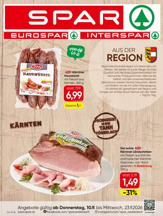 Spar Katalog | Aus der Region KW37 | 2026-09-10T00:00:00.000Z - 2026-09-23T00:00:00.000Z