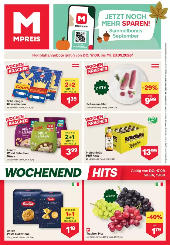 MPreis Katalog in Fügenberg | FB KW38 2026 V | 2026-09-17T00:00:00.000Z - 2026-09-23T00:00:00.000Z