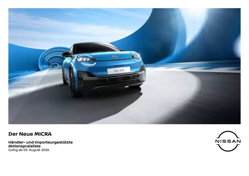 Nissan Flugblatt in Unterweißenbach | Micra preisliste | 2026-09-15T00:00:00.000Z - 2026-09-29T00:00:00.000Z
