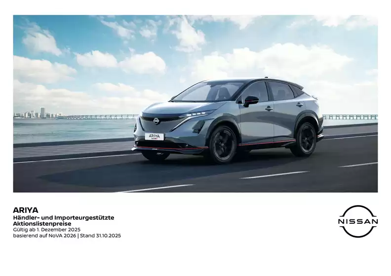 Nissan Flugblatt in Unterweißenbach | Ariya preisliste | 2026-09-15T00:00:00.000Z - 2026-09-29T00:00:00.000Z