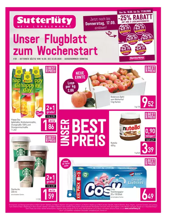 Sutterlüty Katalog | FB KW38 2026 A4 Montag WEB | 2026-09-14T00:00:00.000Z - 2026-09-22T00:00:00.000Z