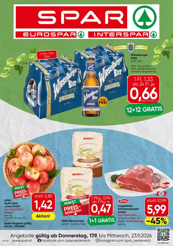 Spar Katalog in Bad Erlach | Flugblatt KW 38 | 2026-09-17T00:00:00.000Z - 2026-09-23T00:00:00.000Z