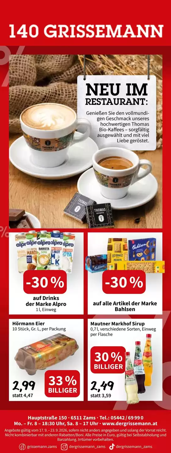 Der Grissemann Flugblatt in Traismauer | Unsere besten Angebote für Sie | 2026-09-17T00:00:00.000Z - 2026-09-23T00:00:00.000Z