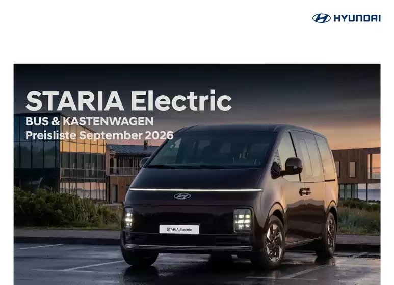 Hyundai Flugblatt in Piesendorf | Hyundai staria electric preisblatt | 2026-09-01T00:00:00.000Z - 2026-09-30T00:00:00.000Z