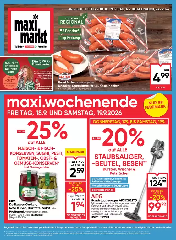 Maximarkt Flugblatt in Altlengbach | Flugblatt KW 38 | 2026-09-17T00:00:00.000Z - 2026-09-23T00:00:00.000Z