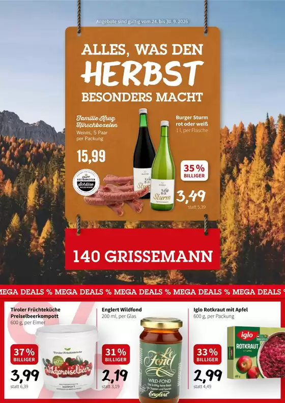 Der Grissemann Katalog in Schlierbach | Der Grissemann flugblatt | 2026-09-24T00:00:00.000Z - 2026-09-30T00:00:00.000Z