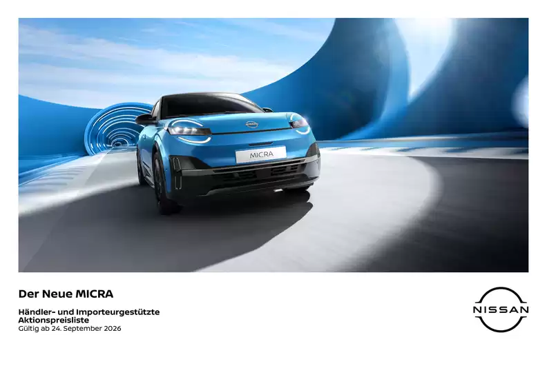 Nissan Flugblatt in  | Micra preisliste | 2026-09-15T00:00:00.000Z - 2026-09-29T00:00:00.000Z