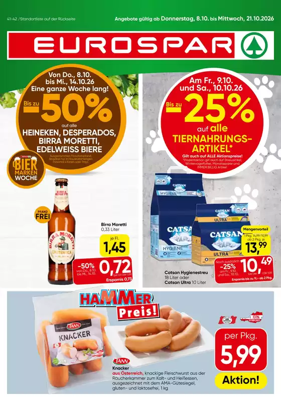 Eurospar Katalog in Hörsching | Flugblatt KW 41 | 2026-10-08T00:00:00.000Z - 2026-10-21T00:00:00.000Z
