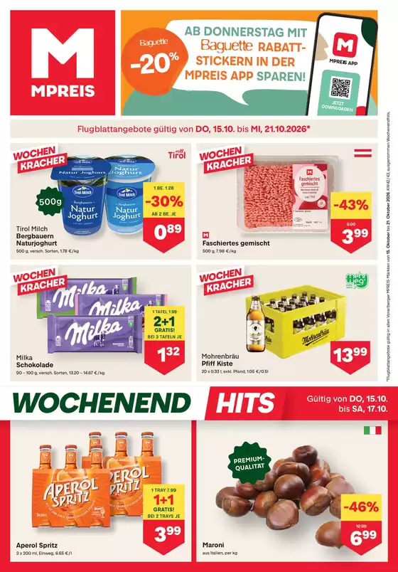 MPreis Katalog in Weitersfeld | FB KW42 2026 V | 2026-10-15T00:00:00.000Z - 2026-10-21T00:00:00.000Z