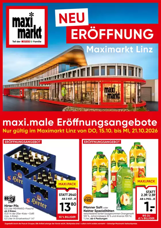 Maximarkt Katalog in Halbturn | Eröffnung Linz KW 42 | 2026-10-15T00:00:00.000Z - 2026-10-21T00:00:00.000Z