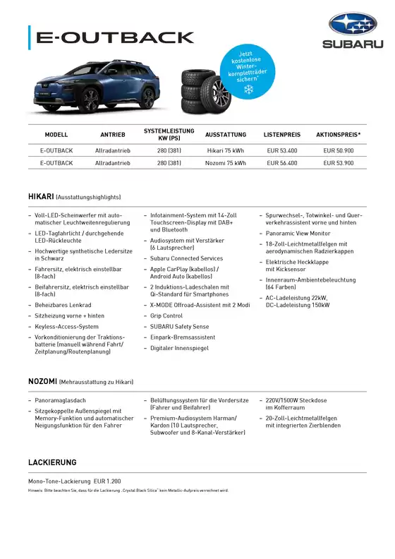 Subaru Katalog | SUB Preisblatt E OUTBACK Q4 Aktionspreis Listenpreis MJ2026 v5 Ansicht | 2026-10-20T00:00:00.000Z - 2026-11-03T00:00:00.000Z