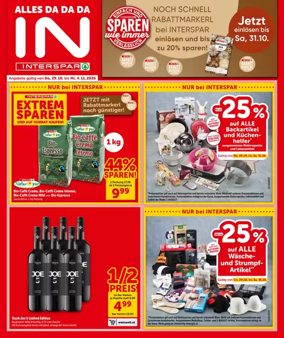 Interspar Katalog in Eggendorf im Traunkreis | Online-Flugblatt Vorarlberg KW 44 | 2026-10-29T00:00:00.000Z - 2026-11-04T00:00:00.000Z