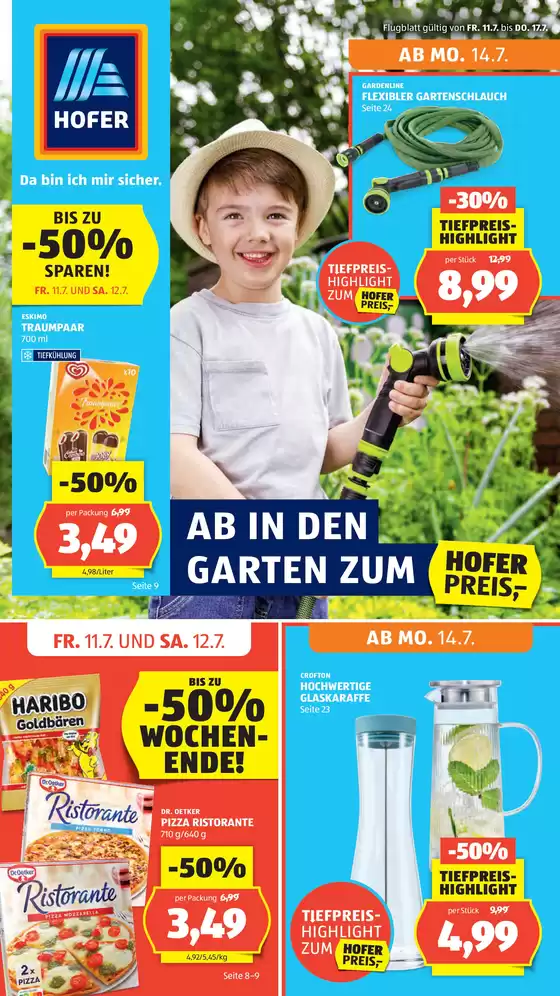 Blättern Sie online im HOFER Flugblatt