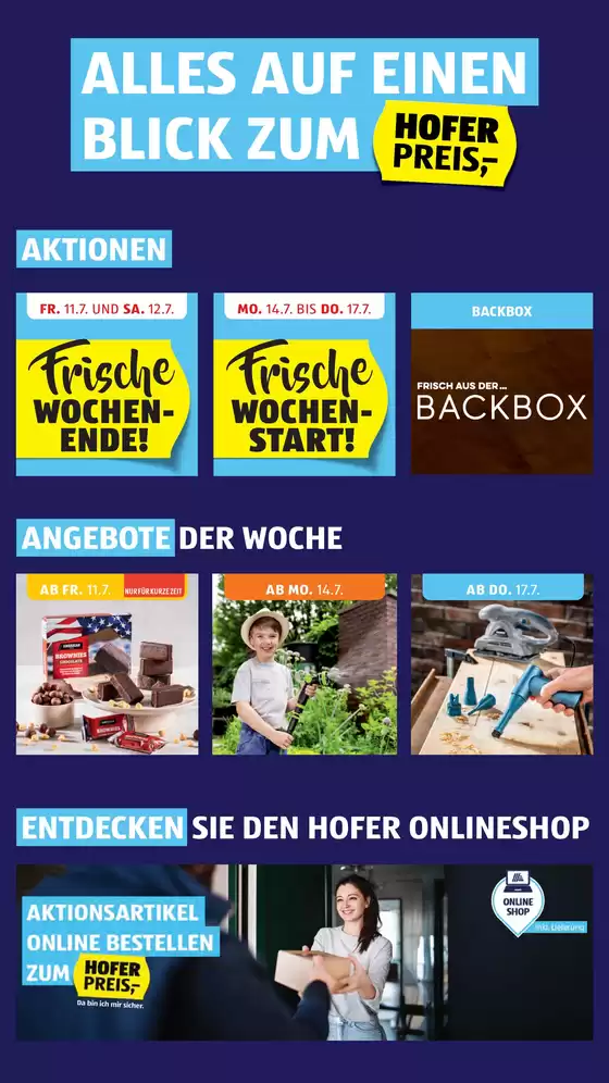 Blättern Sie online im HOFER Flugblatt