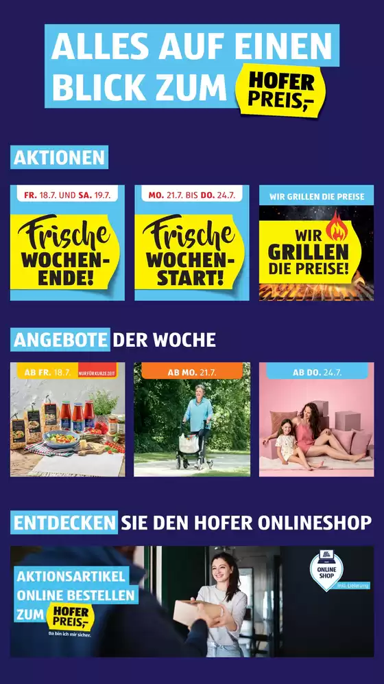 Blättern Sie online im HOFER Flugblatt