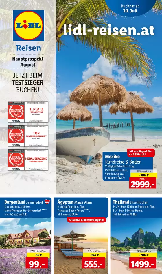 Lidl Katalog in Villach | Aktuelle Reiseprospekte Hauptprospekt August | 2025-07-30T00:00:00.000Z - 2025-08-31T00:00:00.000Z