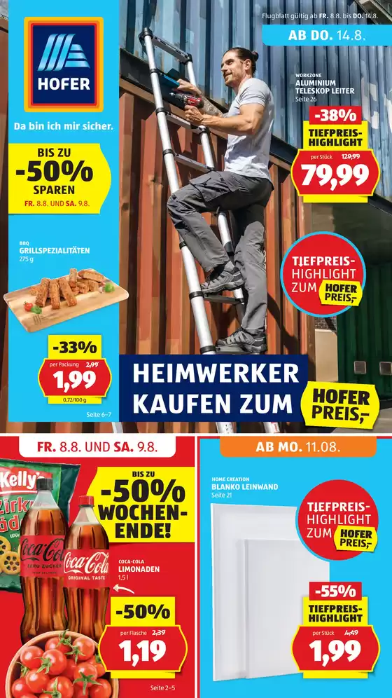 Blättern Sie online im HOFER Flugblatt