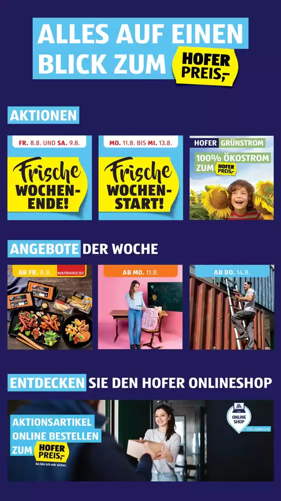 Blättern Sie online im HOFER Flugblatt