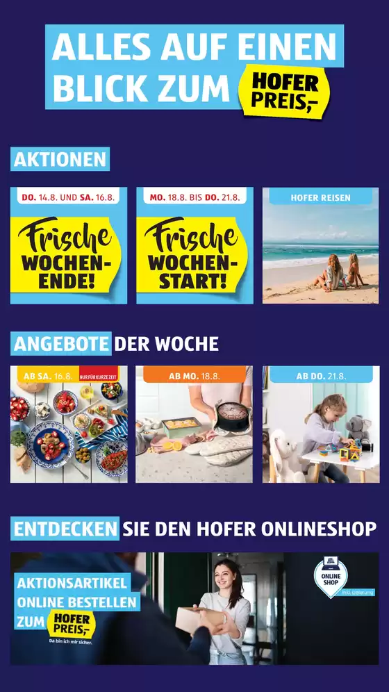Blättern Sie online im HOFER Flugblatt