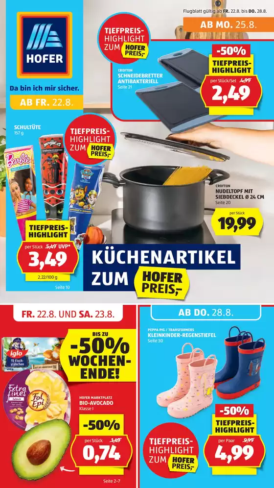 Blättern Sie online im HOFER Flugblatt