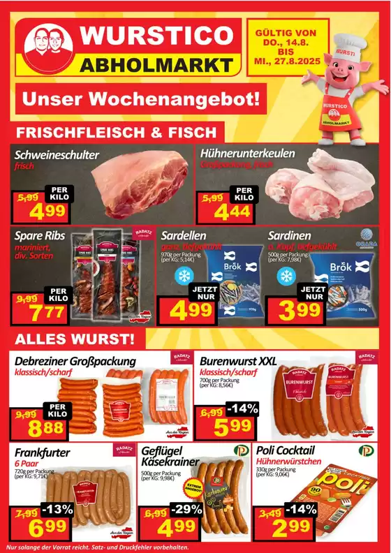 Wurstico Katalog in Zwettl-Niederösterreich | Wurstico flugblatt | 2025-08-14T00:00:00.000Z - 2025-08-27T00:00:00.000Z