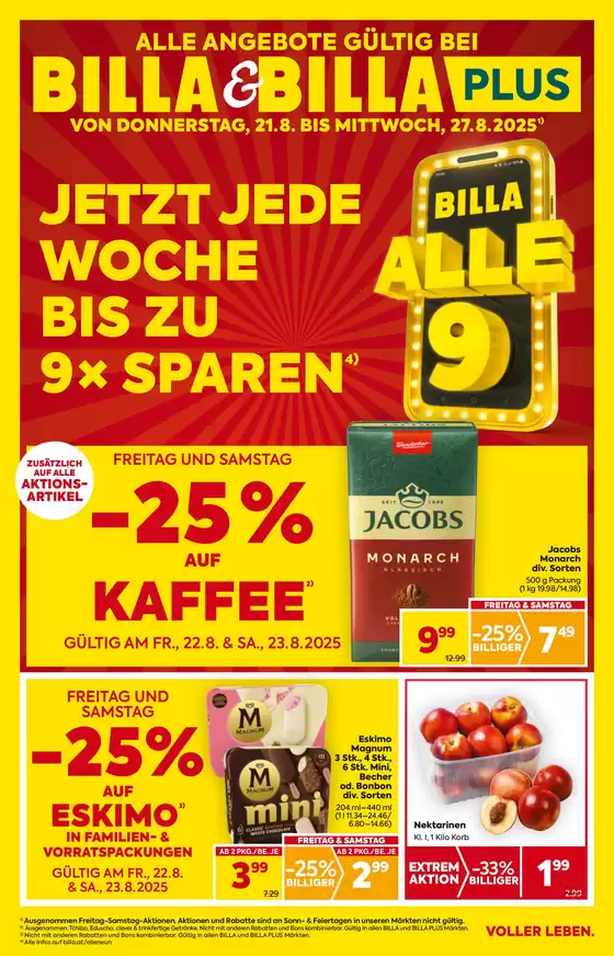 Billa Katalog in Gmünd | BILLA FB KW34 2025 Wien | 2025-08-21T00:00:00.000Z - 2025-08-27T00:00:00.000Z