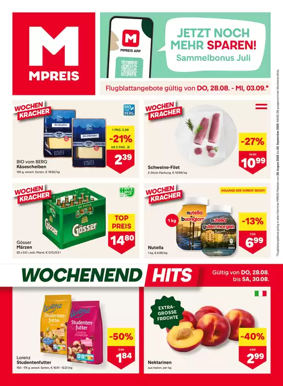 MPreis Katalog | Große Auswahl an Angeboten | 2025-08-28T00:00:00.000Z - 2025-09-03T00:00:00.000Z