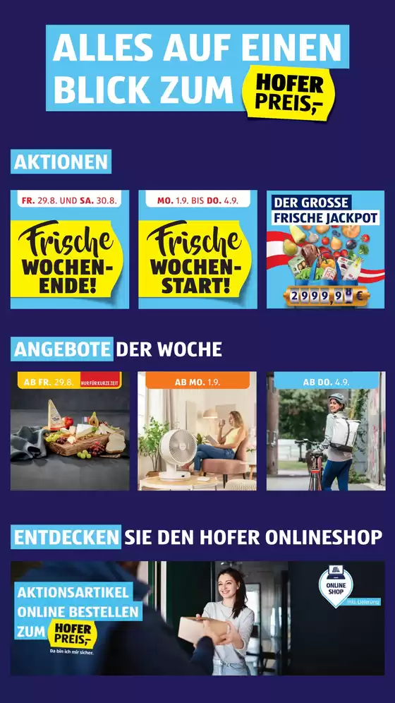 Blättern Sie online im HOFER Flugblatt