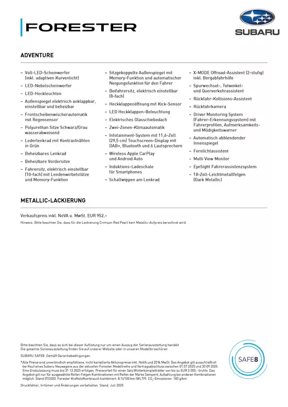 SUB Preisblatt FOR 2025 07 online neu