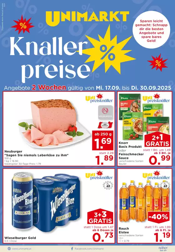 Unimarkt Katalog in Obdach | Unimarkt flugblatt | 2025-09-17T00:00:00.000Z - 2025-09-23T00:00:00.000Z
