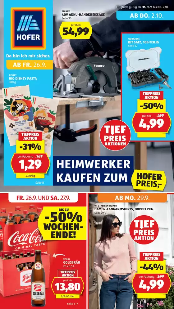 Blättern Sie online im HOFER Flugblatt