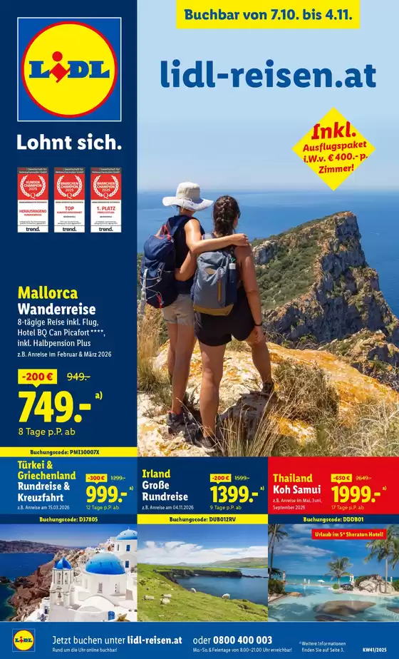 Lidl Katalog | Aktuelle Reiseprospekte Oktober Sonderflyer | 2025-10-07T00:00:00.000Z - 2025-11-04T00:00:00.000Z