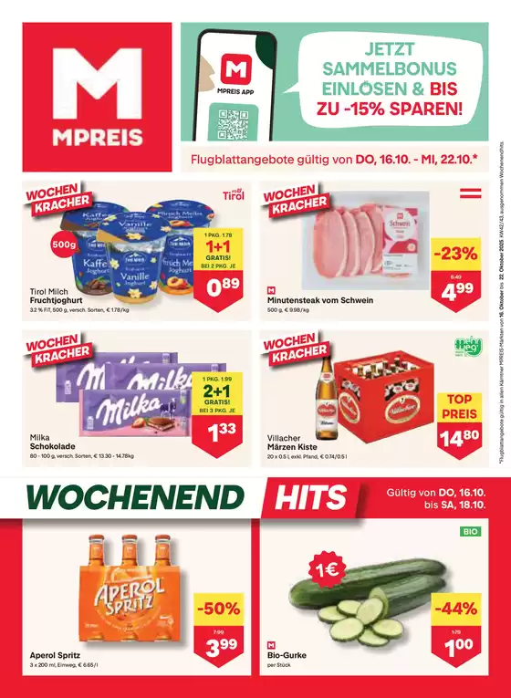 MPreis Katalog in Freistadt | Rabatte und Aktionen | 2025-10-16T00:00:00.000Z - 2025-10-22T00:00:00.000Z