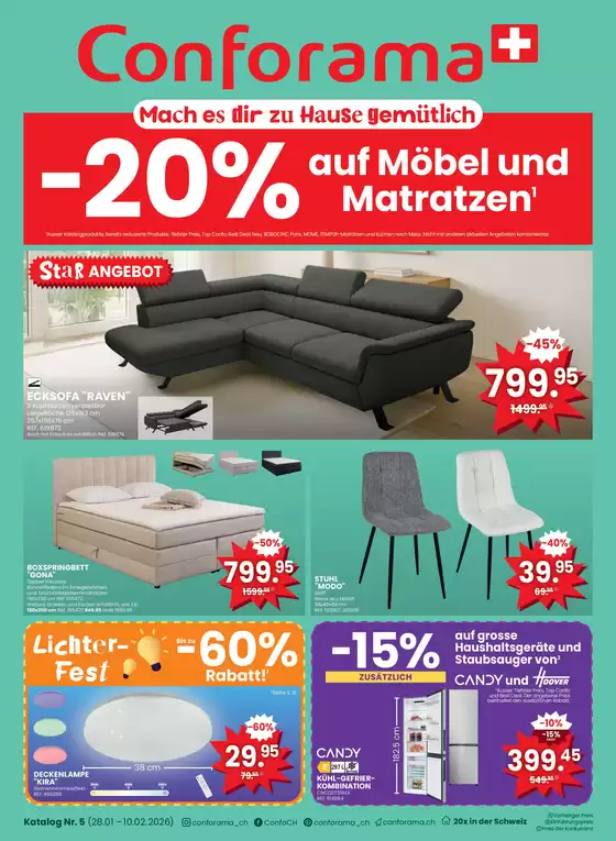 Conforama Katalog in Lugano | Conforama reklamblad - DE | 2026-01-28T00:00:00.000Z - 2026-02-10T00:00:00.000Z