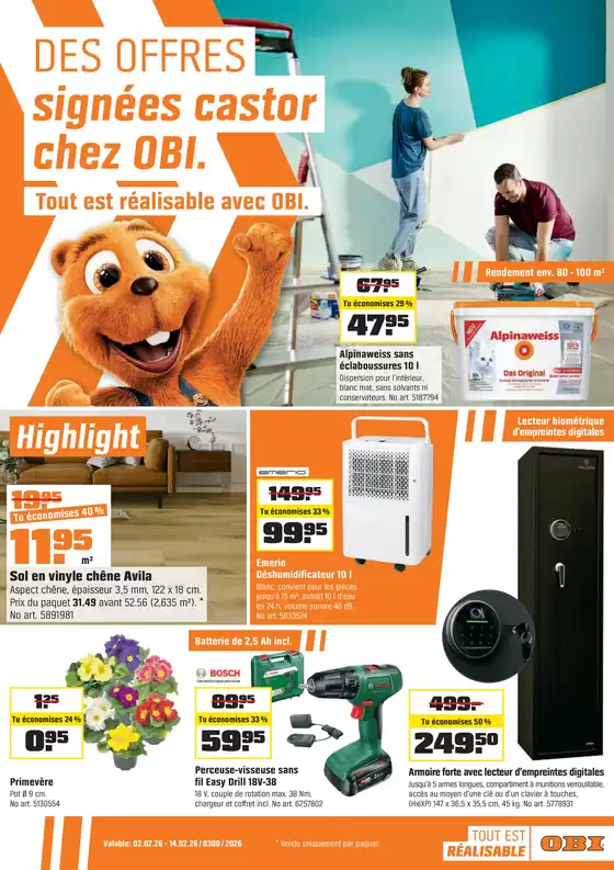 OBI Katalog in Wohlen | DES OFFRES signées castor chez OBI. | 2026-02-01T00:00:00.000Z - 2026-02-14T00:00:00.000Z