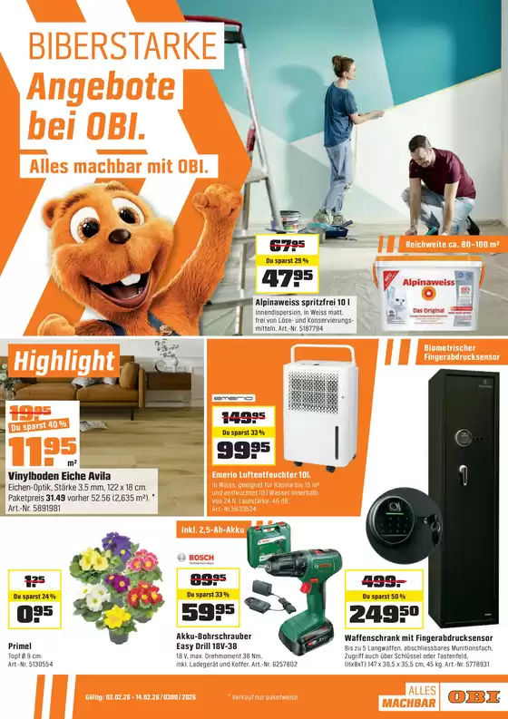OBI Katalog in Wohlen | BIBERSTARKE Angebote bei OBI. | 2026-02-01T00:00:00.000Z - 2026-02-14T00:00:00.000Z
