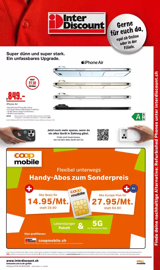 Interdiscount Katalog in Wettingen | Prospekt Mobile - DE | 2026-02-23T00:00:00.000Z - 2026-03-08T00:00:00.000Z